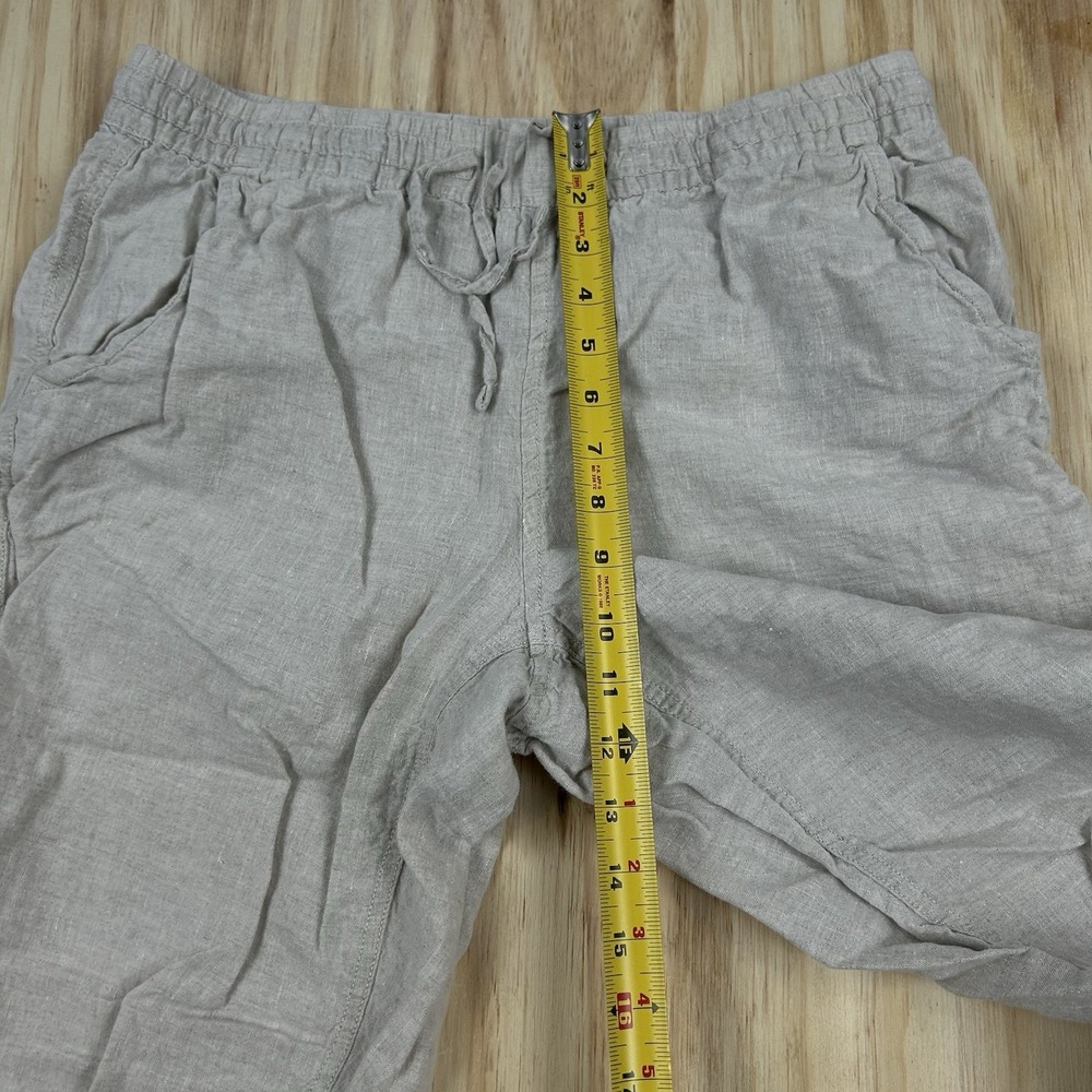 LL Bean Premium Linen Pull On Ankle Pants Mid Rise Size 10 Reg Beige Tan Outdoor - Picture 5 of 10